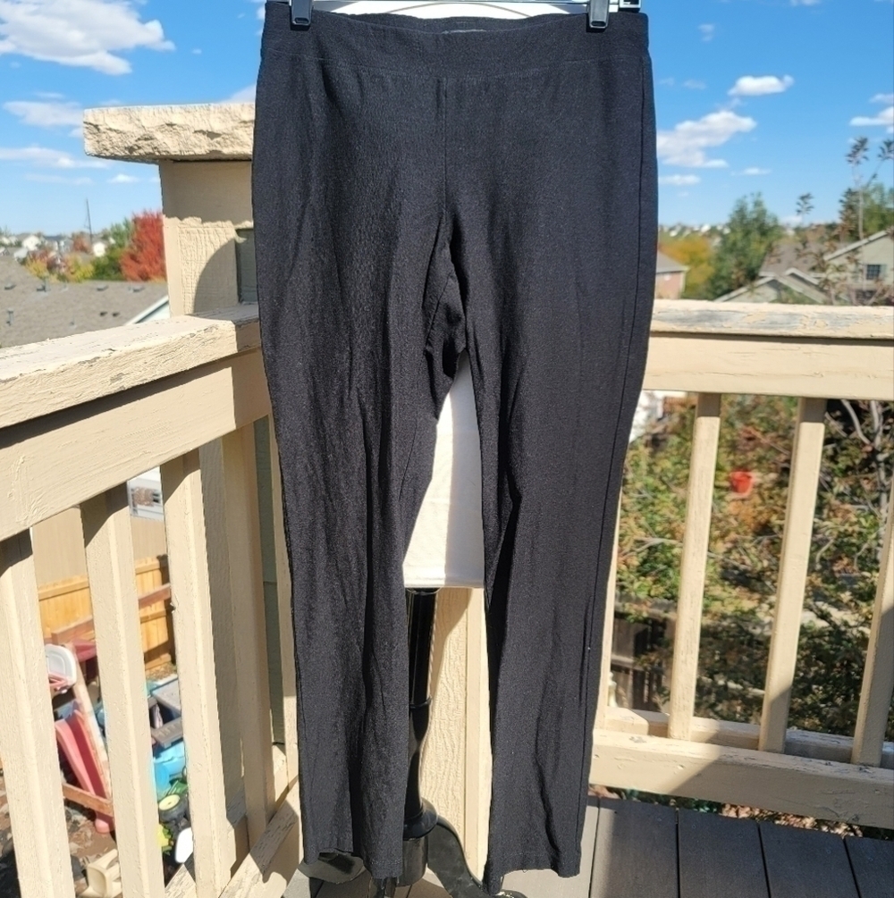 EILEEN FISHER BLACK SLIP ON ELASTIC WAIST PANTS, SZ SMALL